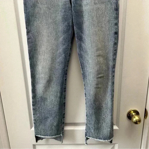 Guess It Girl Jeans  Straight Leg 10” Rise Button Fly Raw Step Hem Blue Size 25 - Picture 6 of 16